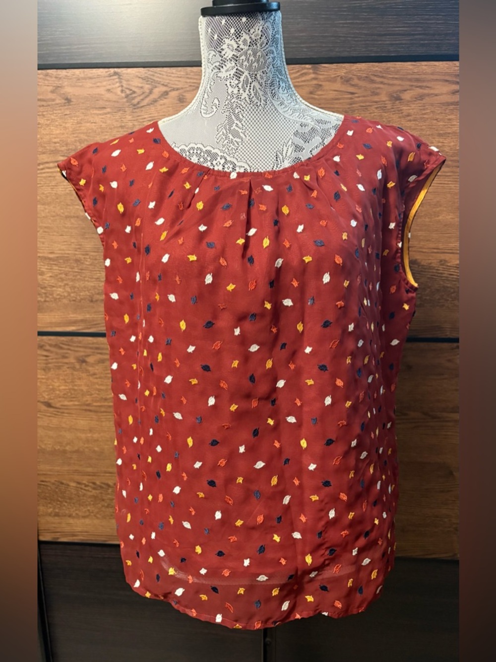 Tommy Hilfiger Rust Blouse with Multicolor Dots